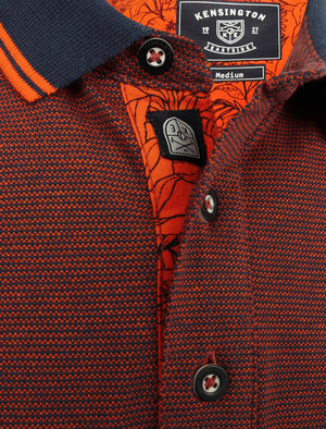 Goldsmith Jacquard Jersey Polo Shirt with Tipping In Koi Orange - Kensington Eastside