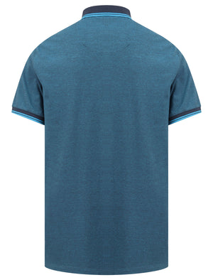 Goldsmith Jacquard Jersey Polo Shirt with Tipping In Mid Blue - Kensington Eastside