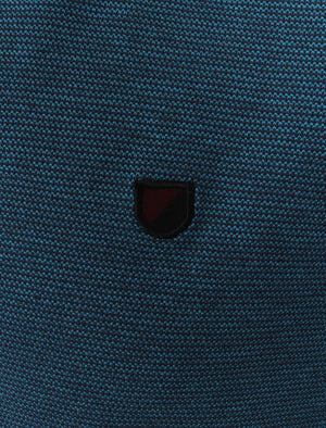Goldsmith Jacquard Jersey Polo Shirt with Tipping In Mid Blue - Kensington Eastside