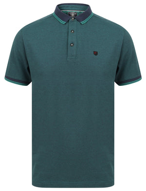 Goldsmith Jacquard Jersey Polo Shirt with Tipping In River Green - Kensington Eastside