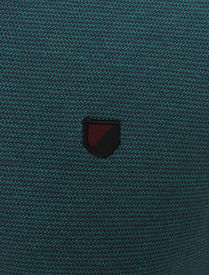 Goldsmith Jacquard Jersey Polo Shirt with Tipping In River Green - Kensington Eastside