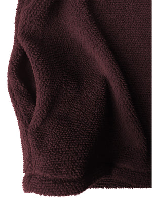 Micro Soft Jacquard Fleece Lined Bonded Pullover with Half Zip In Oxblood / Black - Kensington Eastside