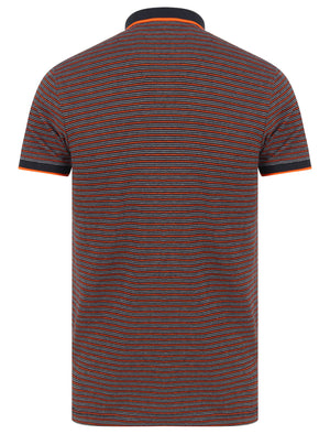 Penley Jacquard Jersey Stripe Polo Shirt with Tipping In Koi Orange - Kensington Eastside