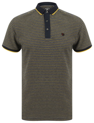 Penley Jacquard Jersey Stripe Polo Shirt with Tipping In Maize Yellow - Kensington Eastside