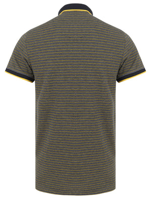 Penley Jacquard Jersey Stripe Polo Shirt with Tipping In Maize Yellow - Kensington Eastside