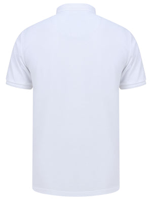 Providence Cotton Pique Polo Shirt with Mock Chest Pocket in Bright White - Kensington Eastside