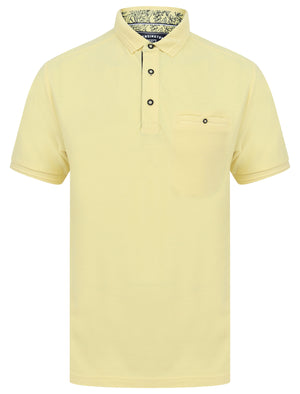 Providence Cotton Pique Polo Shirt with Mock Chest Pocket in Mellow Yellow - Kensington Eastside