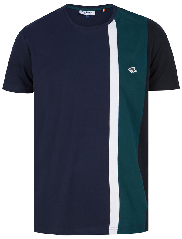 Edgar Cut & Sew Cotton Jersey T-Shirt in Sky Captain Navy - Le Shark