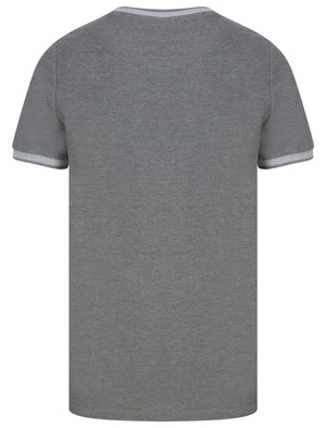 Felix Cotton Pique T-Shirt with Tipping in Mid Grey Marl - Le Shark