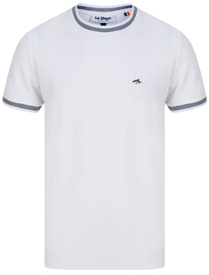 Felix Cotton Pique T-Shirt with Tipping in Optic White - Le Shark