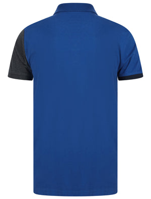 Gus Colour Block Cotton Jersey Polo Shirt In Sea Surf Blue - Le Shark