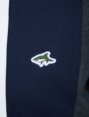 Gus Colour Block Cotton Jersey Polo Shirt In Sea Surf Blue - Le Shark