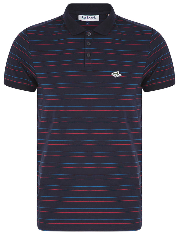 Hugo Pin Stripe Cotton Jersey Polo Shirt In Maritime Blue - Le Shark
