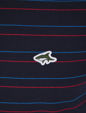 Hugo Pin Stripe Cotton Jersey Polo Shirt In Maritime Blue - Le Shark
