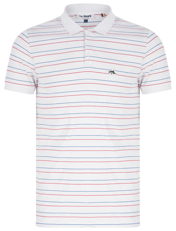 Hugo Pin Stripe Cotton Jersey Polo Shirt In Optic White - Le Shark