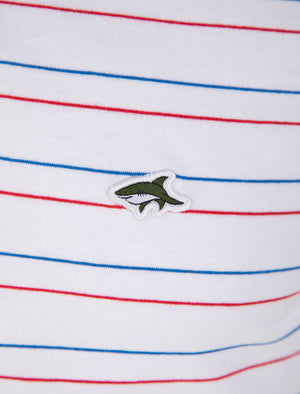 Hugo Pin Stripe Cotton Jersey Polo Shirt In Optic White - Le Shark