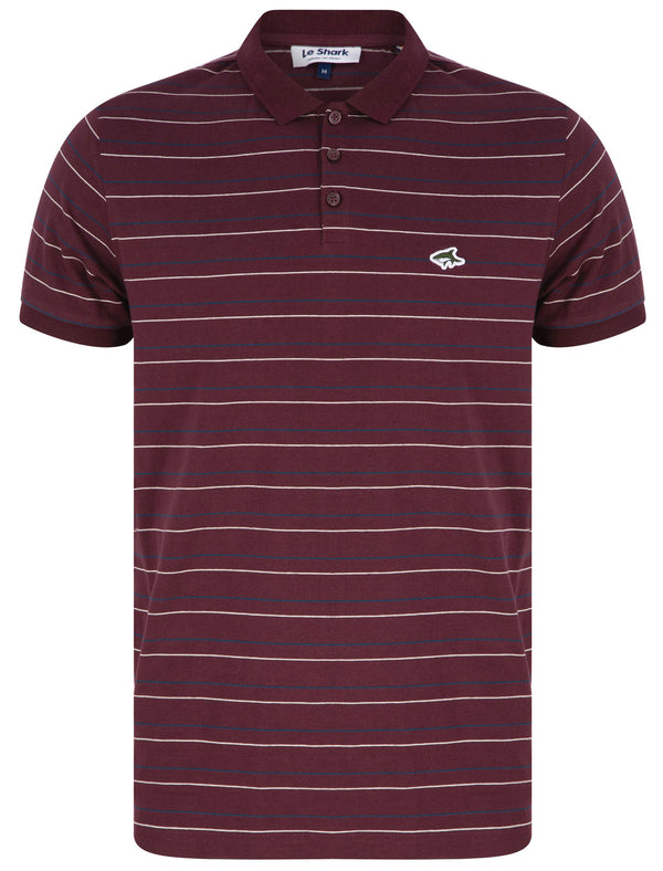 Hugo Pin Stripe Cotton Jersey Polo Shirt In Winetasting - Le Shark