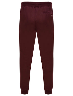 Louis Brushback Fleece Cuffed Joggers with Racer Stripe Detail in Winetasting - Le Shark