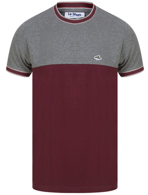 Milo Colour Block Cotton T-Shirt with Tipping in Mid Grey Marl - Le Shark