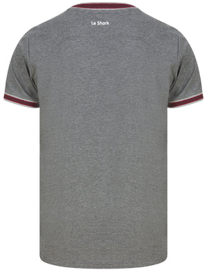 Milo Colour Block Cotton T-Shirt with Tipping in Mid Grey Marl - Le Shark