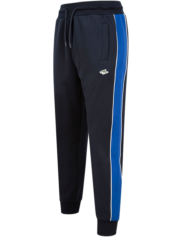 Mitch Pant Joggers with Colour Block Side Panels In Sky Captain Navy - Le Shark