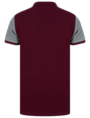 Nathan Colour Block Cotton Pique Polo Shirt in Jet Black / Winetasting - Le Shark