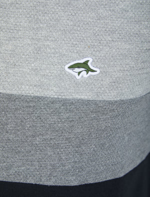 Nathan Colour Block Cotton Pique Polo Shirt in Light Grey Marl - Le Shark