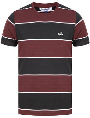 Nolan Striped Cotton Jersey T-Shirt in Winetasting - Le Shark