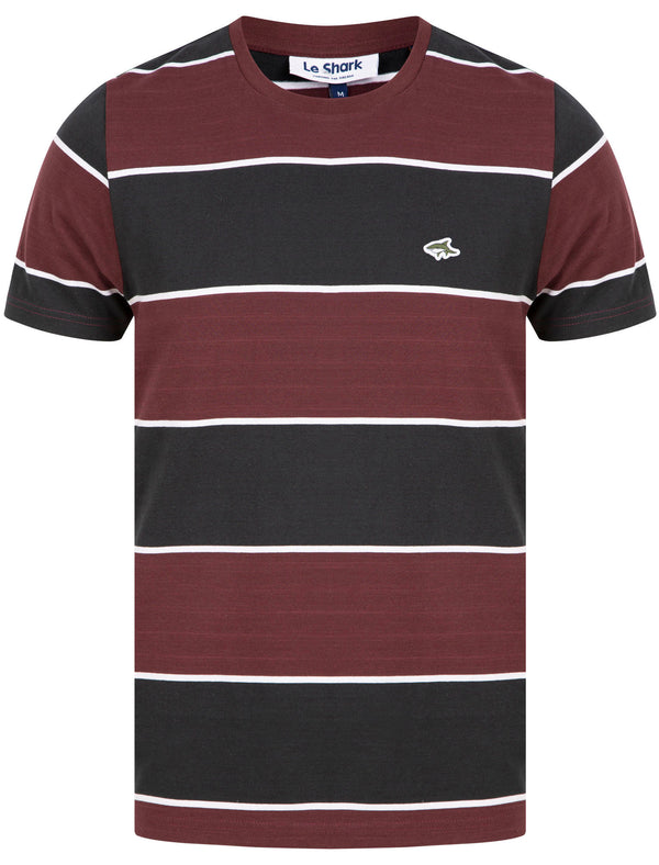 Nolan Striped Cotton Jersey T-Shirt in Winetasting - Le Shark