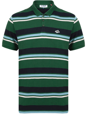 Orton Striped Cotton Pique Polo Shirt In Hunter Green - Le Shark