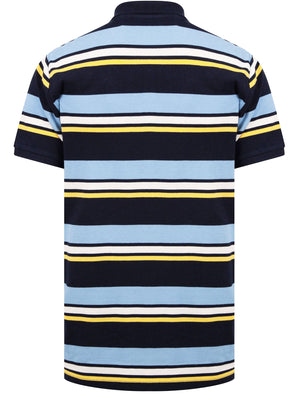 Orton Striped Cotton Pique Polo Shirt In Sky Captain Navy - Le Shark