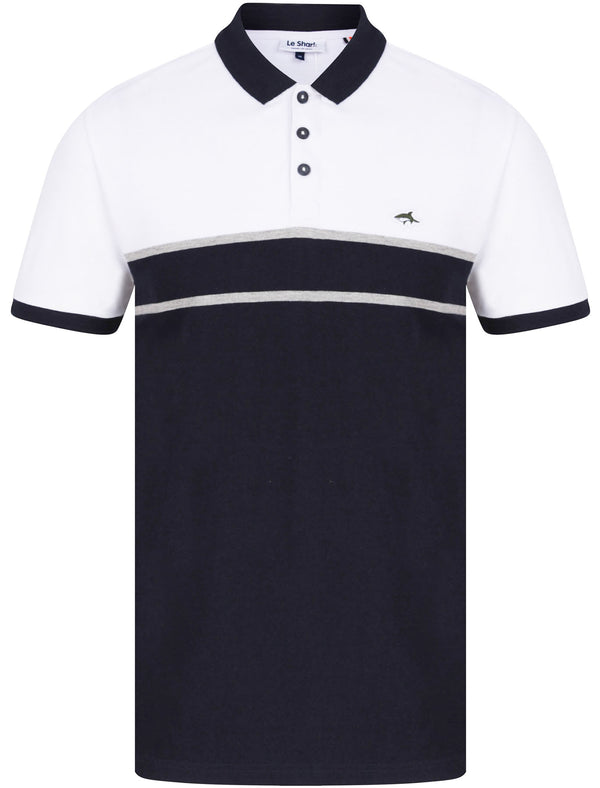 Osborne Colourblock Cotton Pique Polo Shirt In Bright White - Le Shark