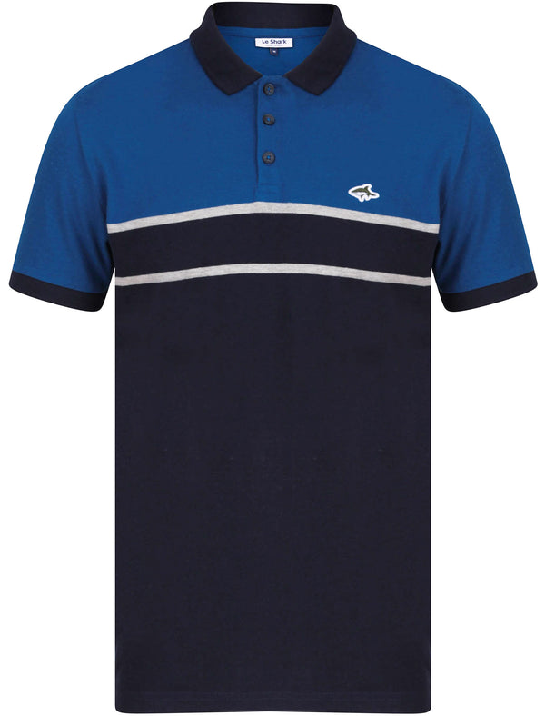 Osborne Colourblock Cotton Pique Polo Shirt In Limoges Blue - Le Shark