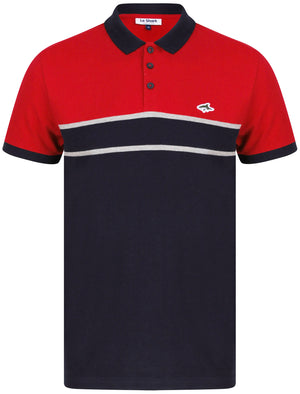 Osborne Colourblock Cotton Pique Polo Shirt In Scarlet Sage - Le Shark