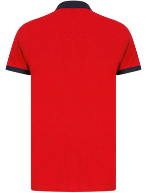 Osborne Colourblock Cotton Pique Polo Shirt In Scarlet Sage - Le Shark