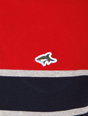 Osborne Colourblock Cotton Pique Polo Shirt In Scarlet Sage - Le Shark