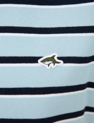 Packham Striped Cotton Pique Polo Shirt In Angel Falls Blue - Le Shark