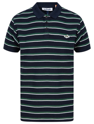 Packham Striped Cotton Pique Polo Shirt In Sky Captain Navy - Le Shark