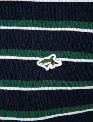 Packham Striped Cotton Pique Polo Shirt In Sky Captain Navy - Le Shark
