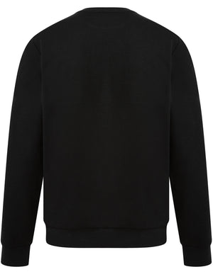 Paul Colour Block Cotton Blend Fleece Sweatshirt in Jet Black / Blue - Le Shark