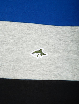 Paul Colour Block Cotton Blend Fleece Sweatshirt in Jet Black / Blue - Le Shark