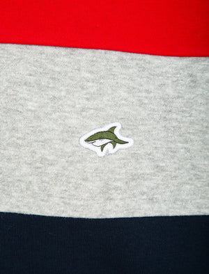 Paul Colour Block Cotton Blend Fleece Sweatshirt in Sky Captain / Red - Le Shark