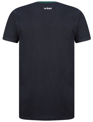 Ruben Cotton Jersey T-Shirt with Birdseye Front Panel in Dune Bug / Navy - Le Shark