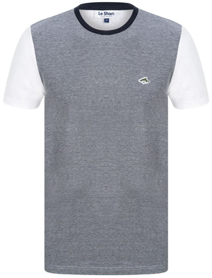 Ruben Cotton Jersey T-Shirt with Birdseye Front Panel in Navy / Optic White - Le Shark