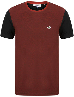 Ruben Cotton Jersey T-Shirt with Birdseye Front Panel in Rosewood / Black - Le Shark