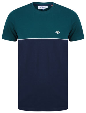 Tom Colour Block Textured Cotton T-Shirt in Dune Bug - Le Shark