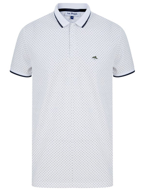 Vanis Polka Dot Cotton Pique Polo Shirt with Tipping in Optic White - Le Shark