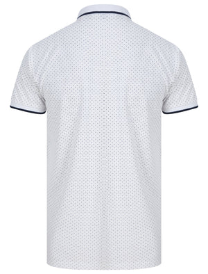 Vanis Polka Dot Cotton Pique Polo Shirt with Tipping in Optic White - Le Shark