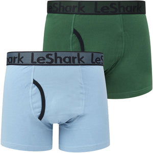 Cottage (2 Pack) Boxer Shorts Set in Allure Blue / Hunter Green - Le Shark