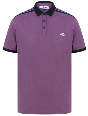 Mariner 2 Cotton Jersey Polo Shirt with Tape Detail In Grape Jam - Le Shark